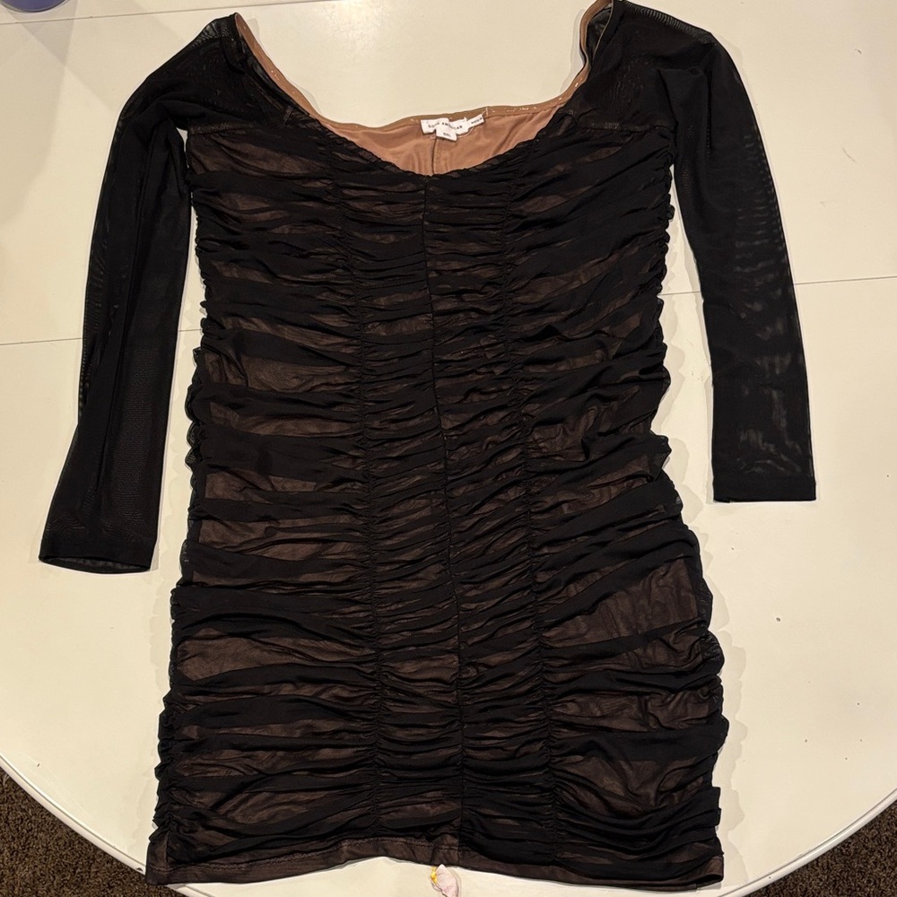 Good American Black Ruched Dress size large